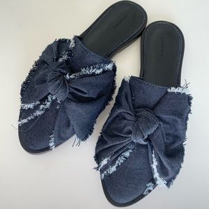 New All Saints denim mules with the bow